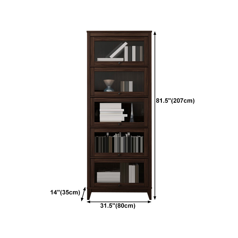 Espresso Shelf Bookcase Modern & Contemporary Bookshelf with Doors for Study Room