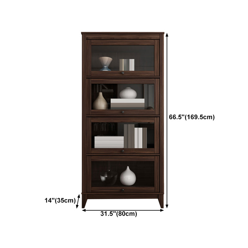 Espresso Shelf Bookcase Modern & Contemporary Bookshelf with Doors for Study Room