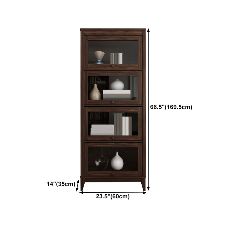 Espresso Shelf Bookcase Modern & Contemporary Bookshelf with Doors for Study Room