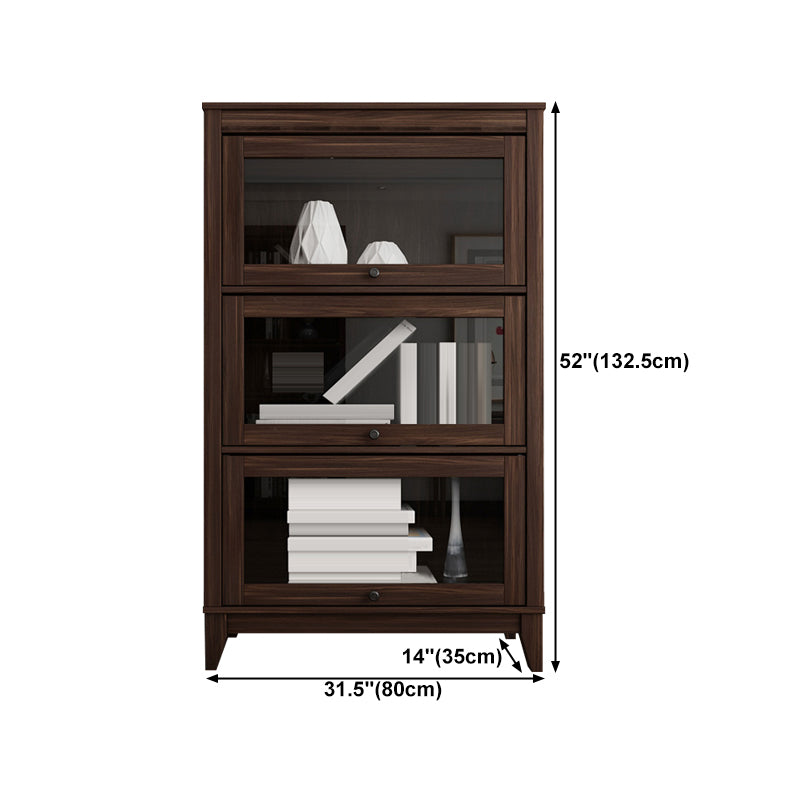 Espresso Shelf Bookcase Modern & Contemporary Bookshelf with Doors for Study Room