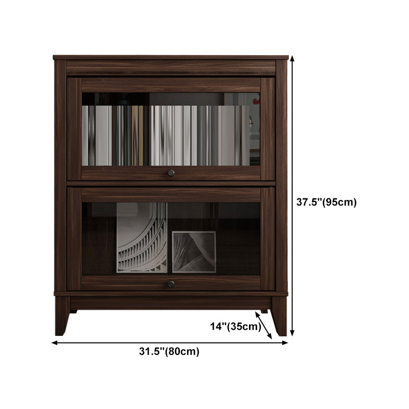 Espresso Shelf Bookcase Modern & Contemporary Bookshelf with Doors for Study Room