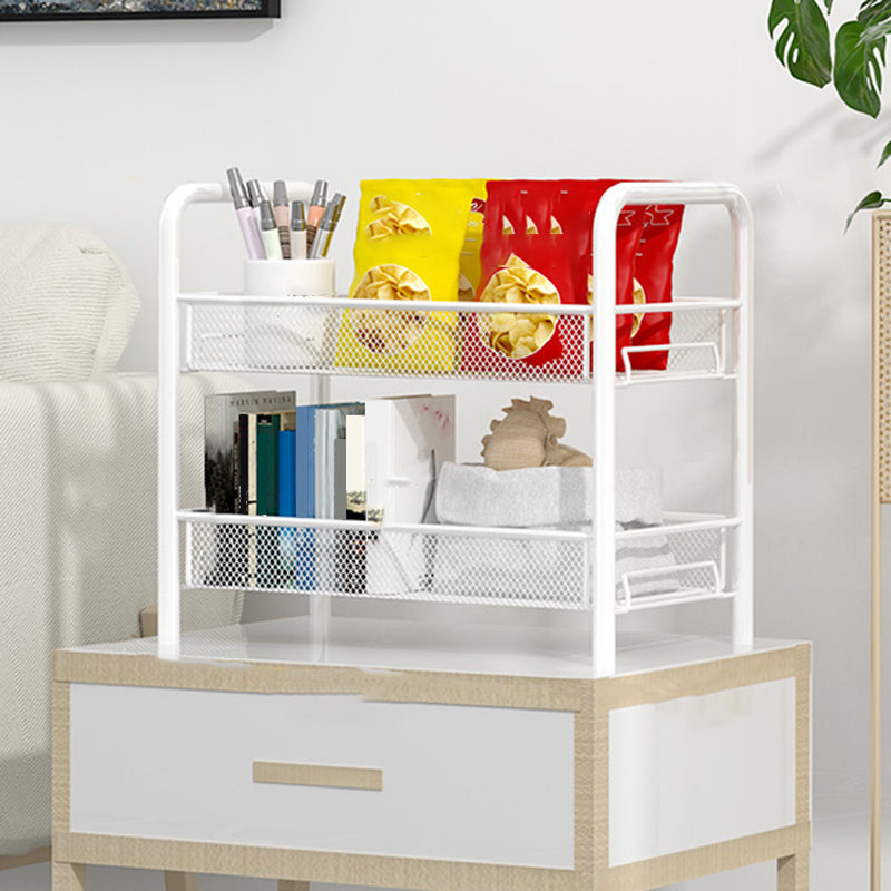 Modern Metal Bookcase with Wheels Open Bookshelf for Living Room