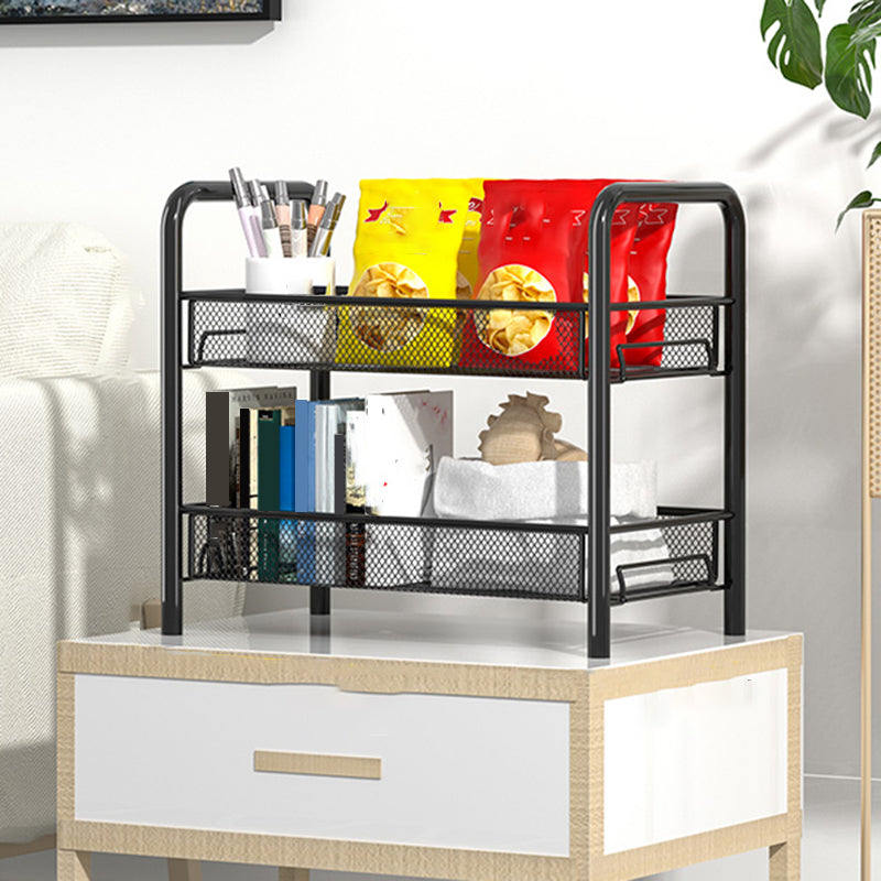 Modern Metal Bookcase with Wheels Open Bookshelf for Living Room