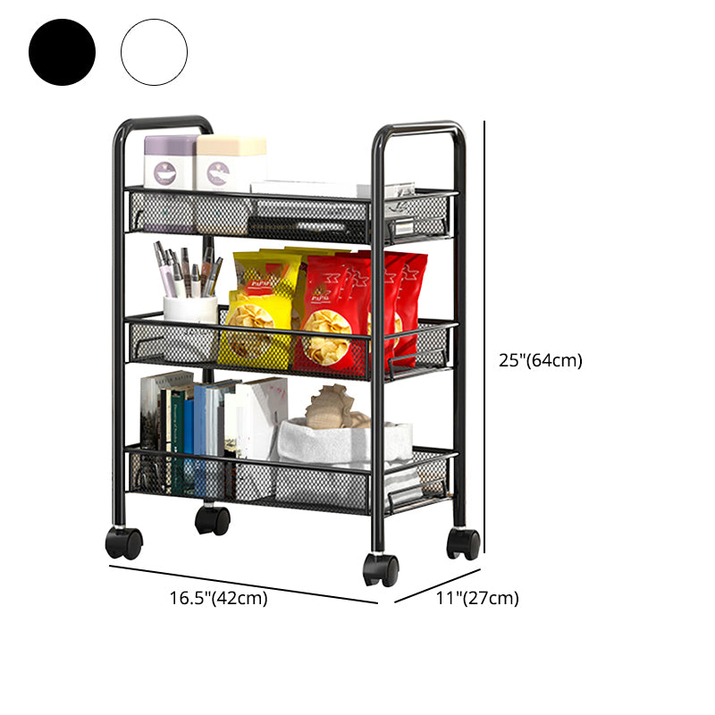 Modern Metal Bookcase with Wheels Open Bookshelf for Living Room