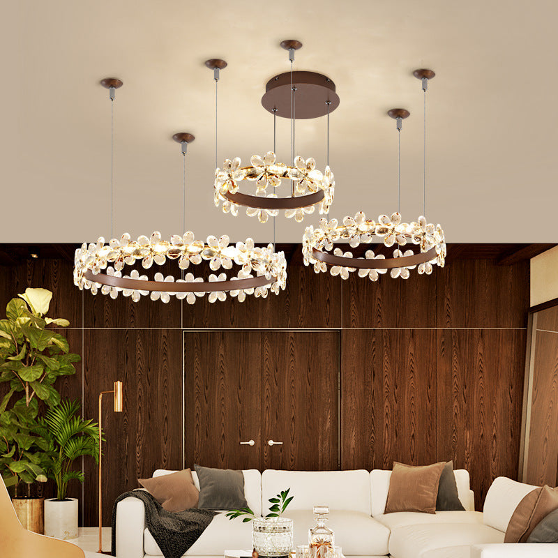 Garland Shape Crystal Chandelier Light Contemporain 2/3 Lights Café LED suspendu suspendu en blanc / lumière chaude