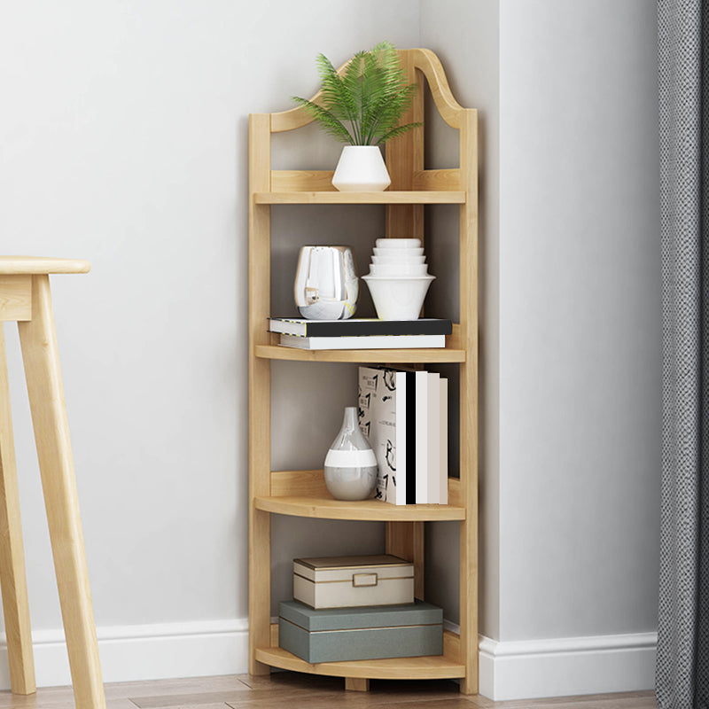 Modern Style Corner Bookshelf Solid Wood Vertical Bookcase for Home