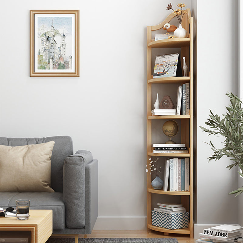 Modern Style Corner Bookshelf Solid Wood Vertical Bookcase for Home