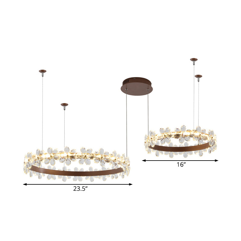 Garland Shape Crystal Chandelier Light Contemporain 2/3 Lights Café LED suspendu suspendu en blanc / lumière chaude