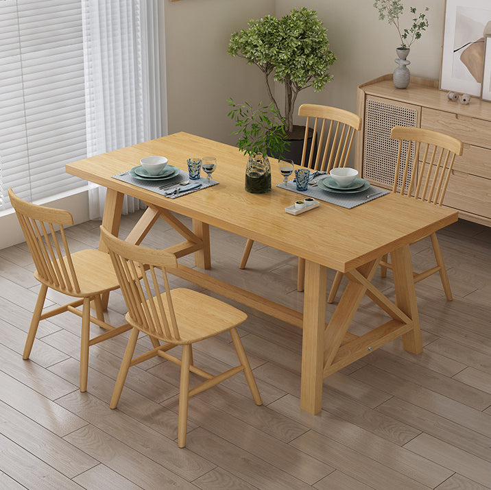 Modern Solid Wood Table and Bench Set 1/2/3/4/5 Pieces Rectangular Dining Set
