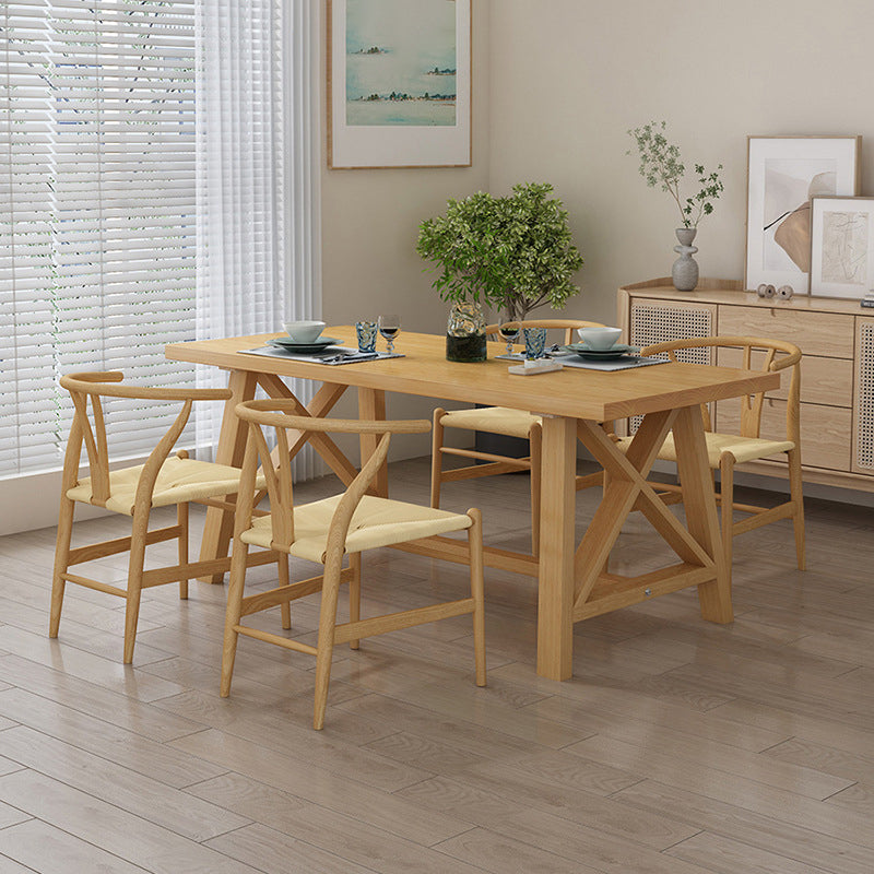 Modern Solid Wood Table and Bench Set 1/2/3/4/5 Pieces Rectangular Dining Set