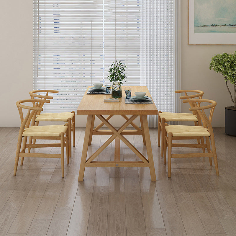 Modern Solid Wood Table and Bench Set 1/2/3/4/5 Pieces Rectangular Dining Set