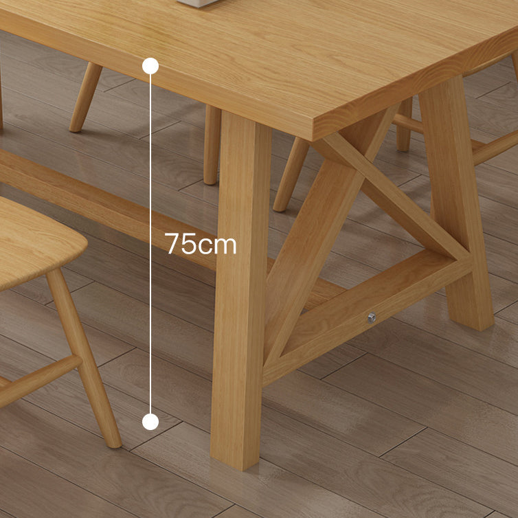 Modern Solid Wood Table and Bench Set 1/2/3/4/5 Pieces Rectangular Dining Set