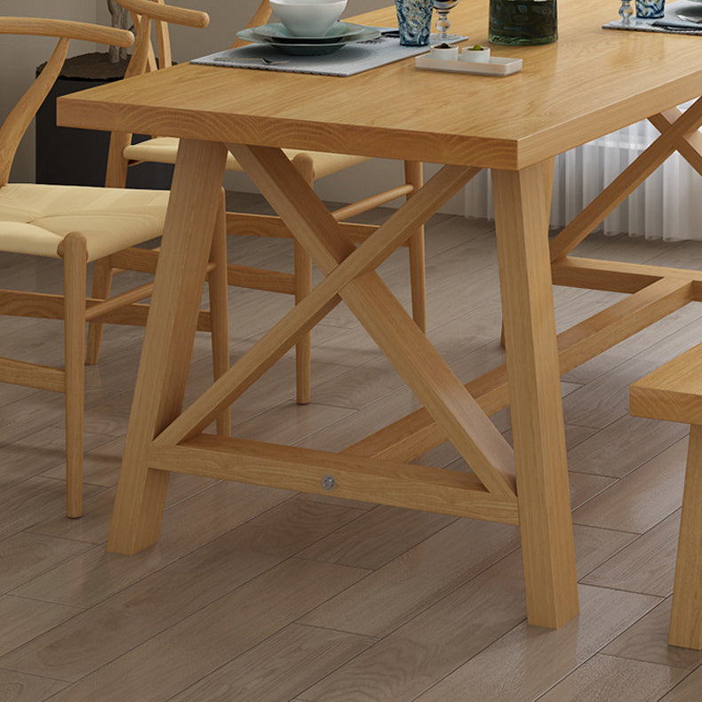 Modern Solid Wood Table and Bench Set 1/2/3/4/5 Pieces Rectangular Dining Set