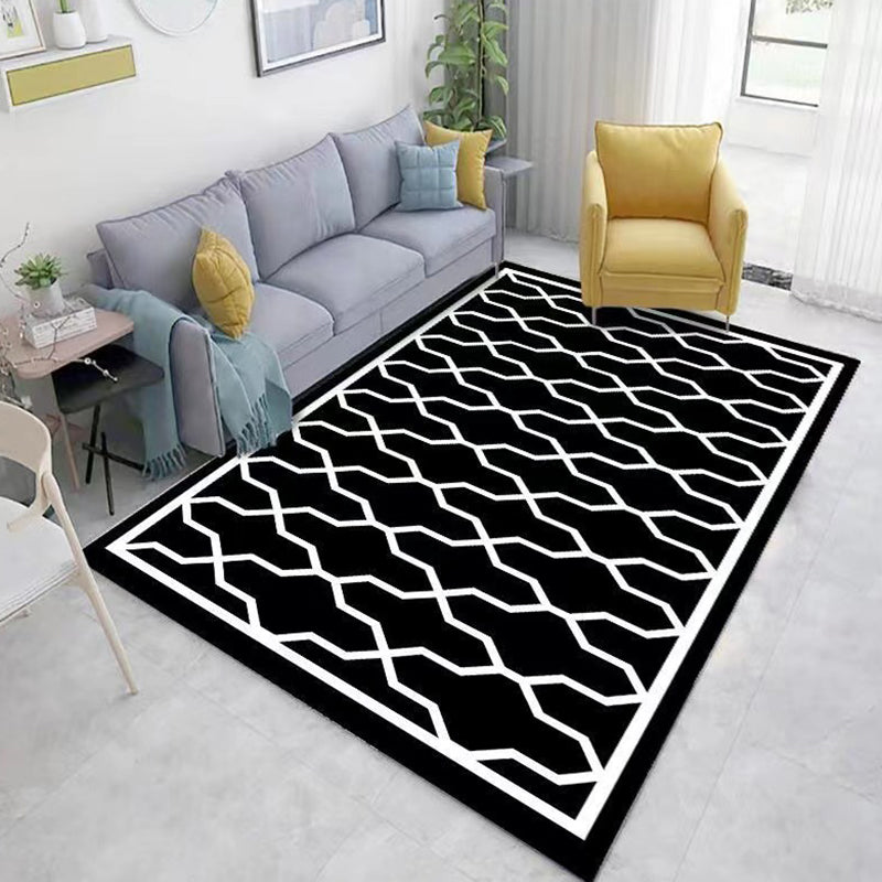 Gray Simple Carpet Polyester Geometric Carpet Stain Resistant Carpet for Living Room