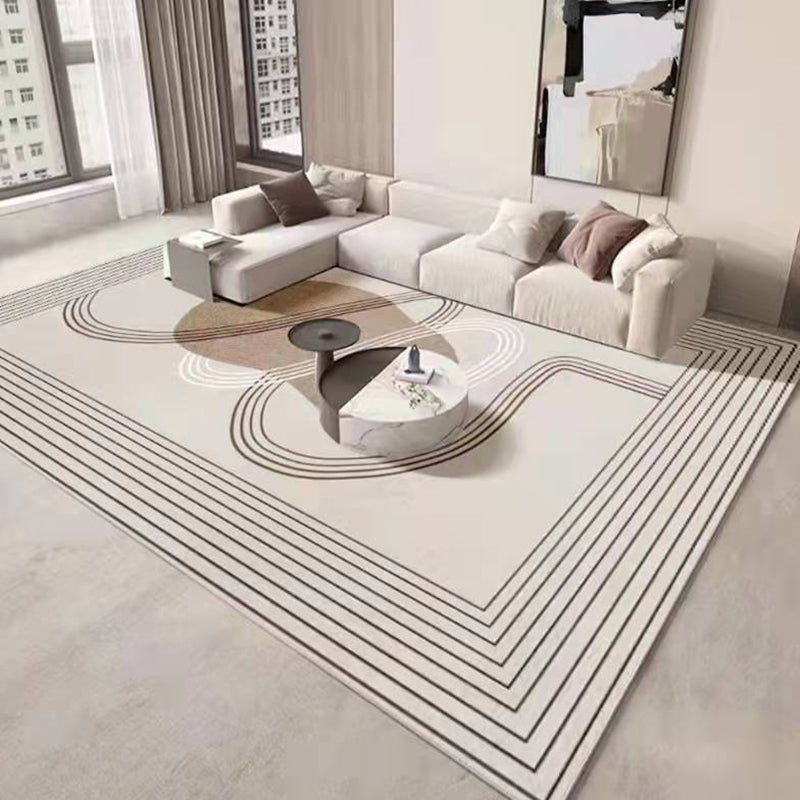 Dark Grey Simple Carpet Polyester Check Pattern Carpet Washable Carpet for Living Room