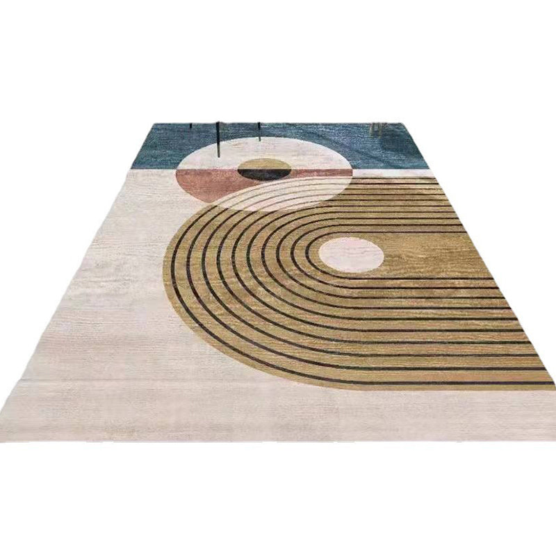 Dark Grey Simple Carpet Polyester Check Pattern Carpet Washable Carpet for Living Room