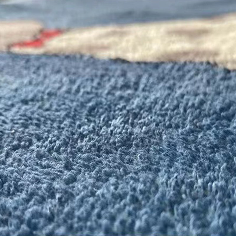 Dark Grey Simple Carpet Polyester Check Pattern Carpet Washable Carpet for Living Room