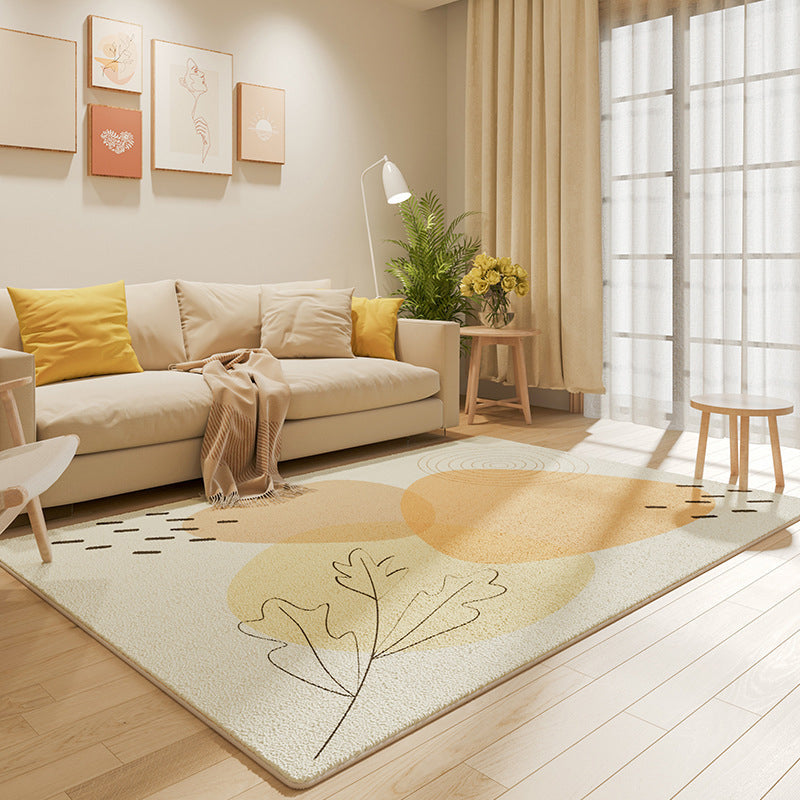 Light Grey Nordic Carpet Polyester Casual Carpet Non-Slip Backing Carpet for Drawing Room