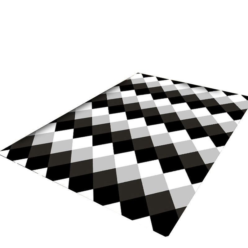 Black Modern Carpet Polyester Geometric Carpet Washable Rug for Home Decoration