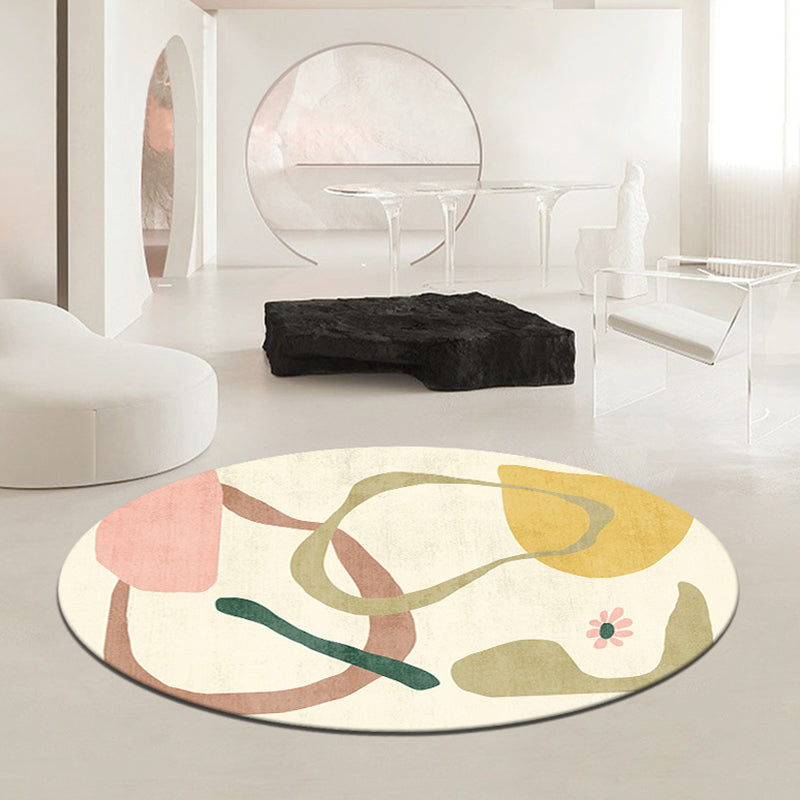 Green Nordic Rug Polyester Color Block Rug Stain Resistant Rug for Living Room