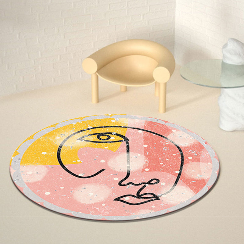 Pink Modern Carpet Polyester Color Lump Carpet Washable Carpet for Living Room