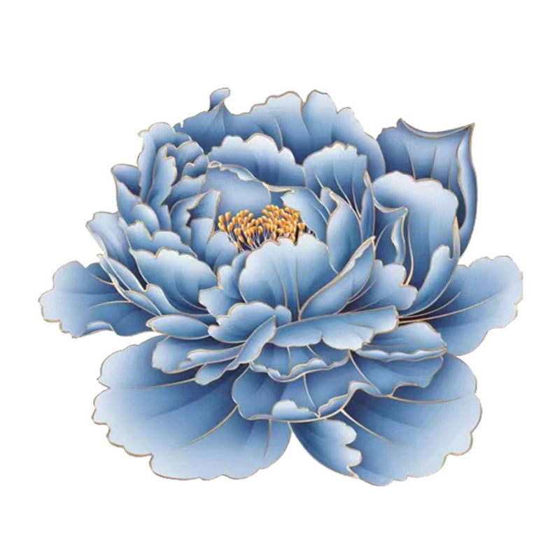 Blue Flower Carpet Polyester Simple Carpet Washable Carpet for Living Room
