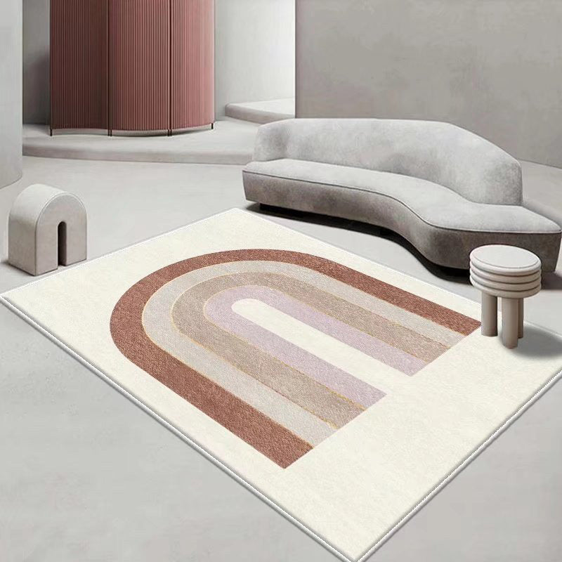 White Modern Rug Polyester Color Lump Rug Washable Rug for Drawing Room