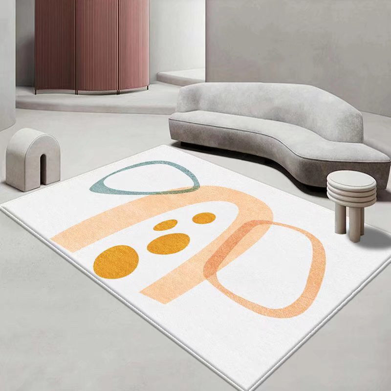 White Modern Rug Polyester Color Lump Rug Washable Rug for Drawing Room