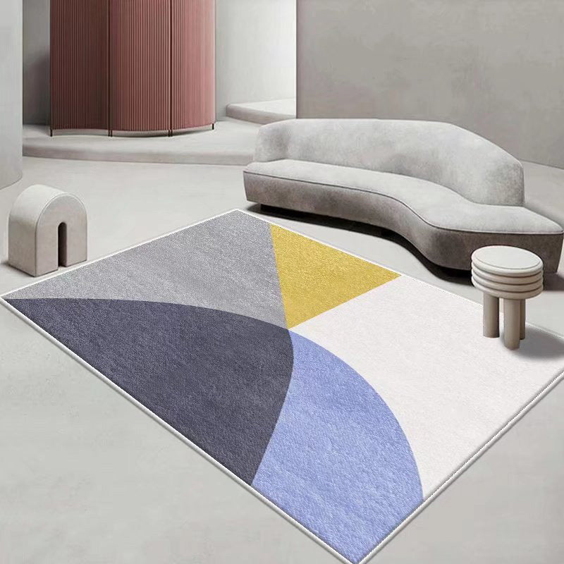 White Modern Rug Polyester Color Lump Rug Washable Rug for Drawing Room