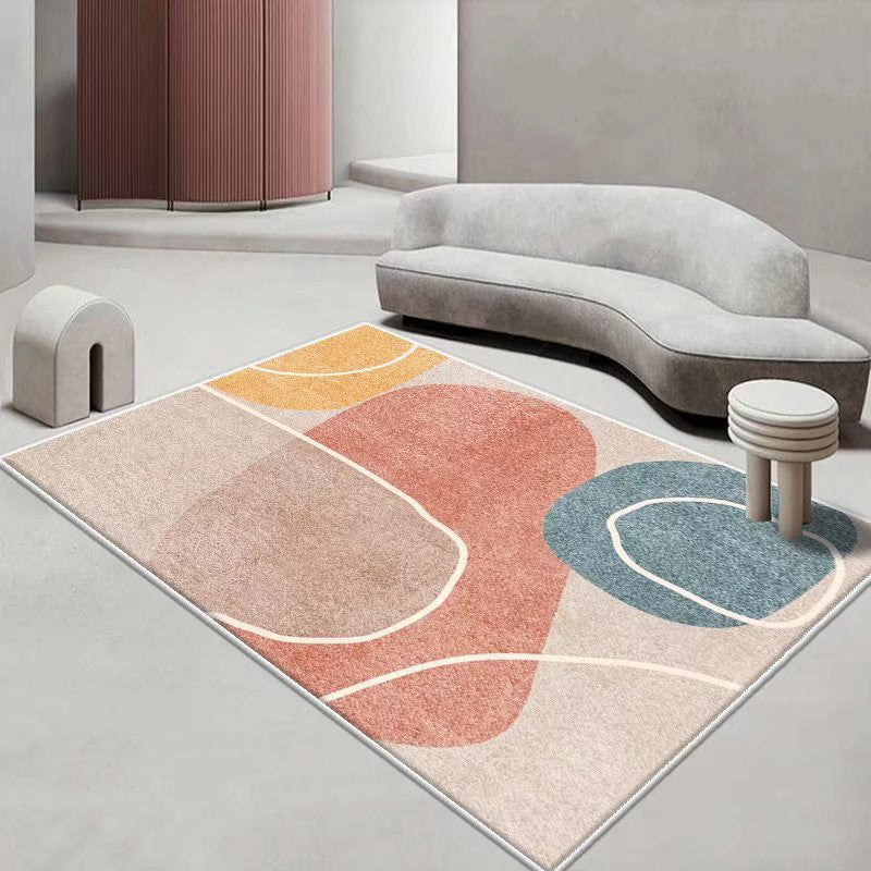 White Modern Rug Polyester Color Lump Rug Washable Rug for Drawing Room