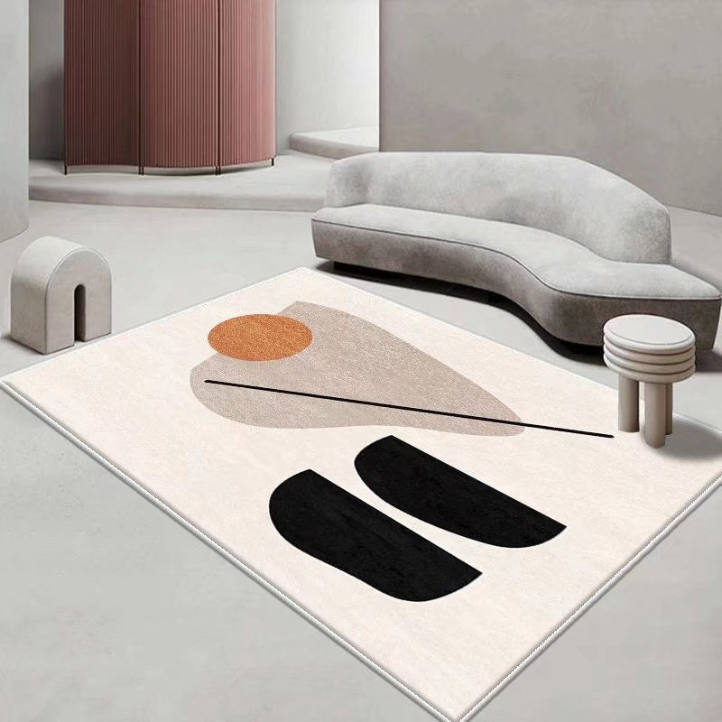 White Modern Rug Polyester Color Lump Rug Washable Rug for Drawing Room