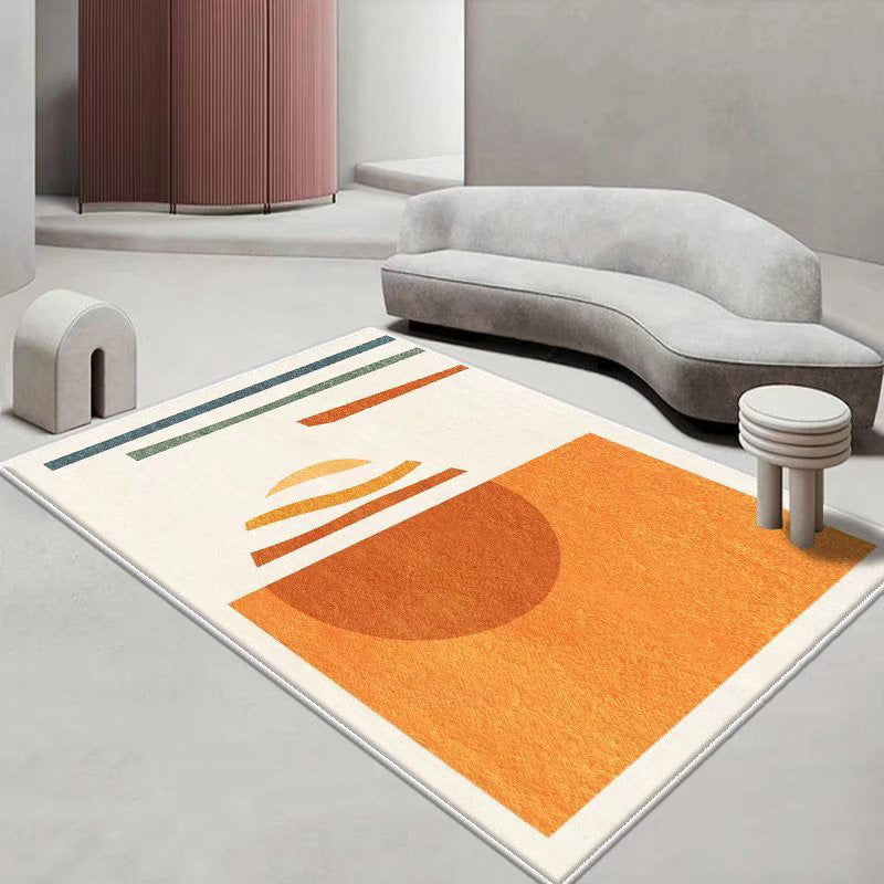 White Modern Rug Polyester Color Lump Rug Washable Rug for Drawing Room