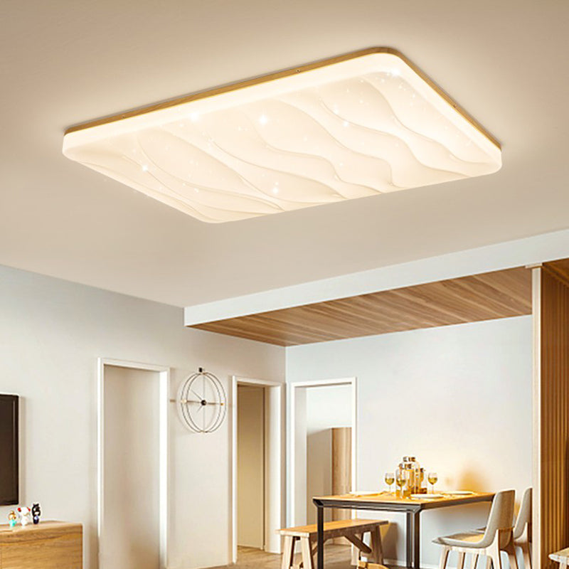 Lámpara de techo incorporada de madera geométrica moderna lámpara de techo incorporada de una sola luz, marrón