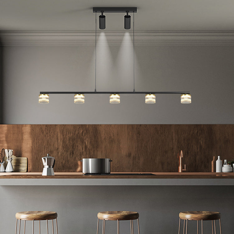 Metal Cylinder Hanging Lights Modern Multi Lights Pendant Light Fixtures in Black