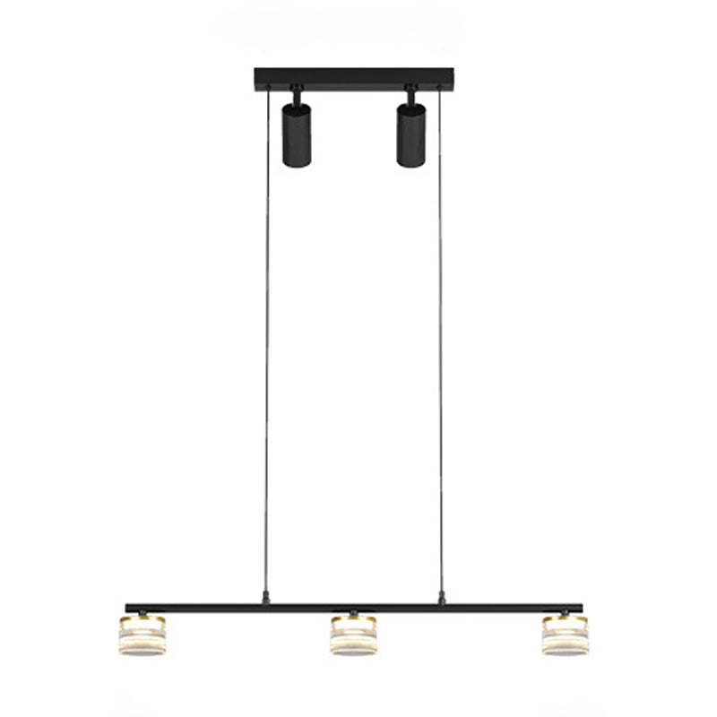 Metal Cylinder Hanging Lights Modern Multi Lights Pendant Light Fixtures in Black