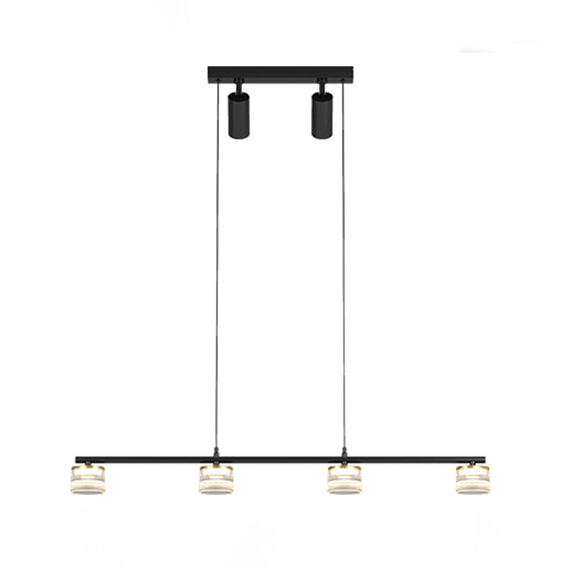 Metal Cylinder Hanging Lights Modern Multi Lights Pendant Light Fixtures in Black