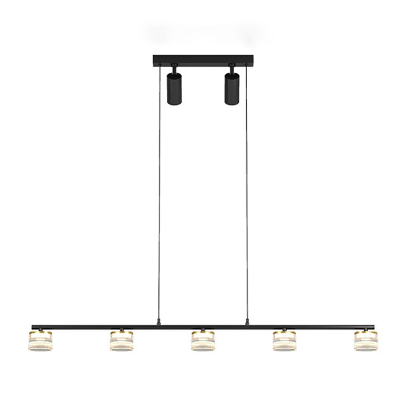 Metal Cylinder Hanging Lights Modern Multi Lights Pendant Light Fixtures in Black