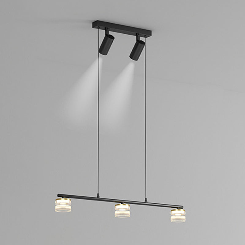 Metal Cylinder Hanging Lights Modern Multi Lights Pendant Light Fixtures in Black