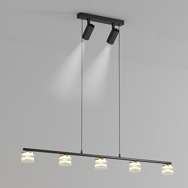 Metal Cylinder Hanging Lights Modern Multi Lights Pendant Light Fixtures in Black