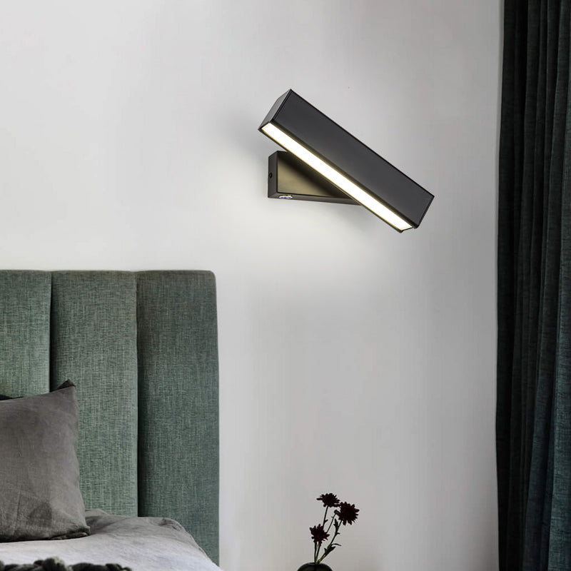 Square Shade Metal Wall Sconce Modern 1-Light Wall Mount Lighting