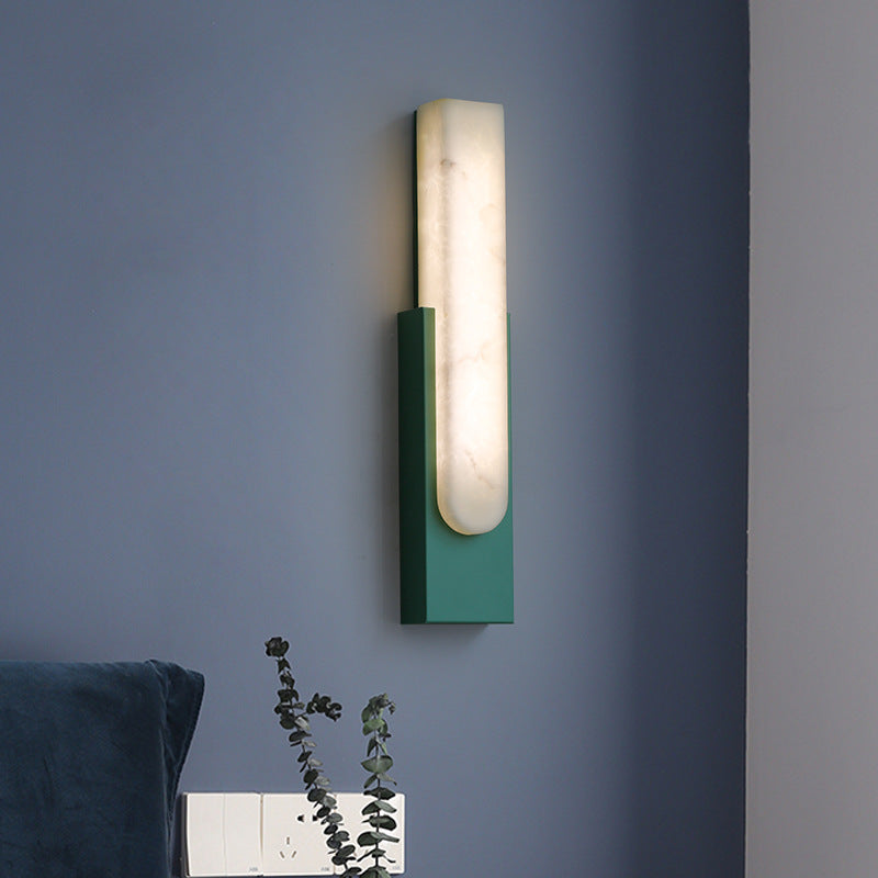 Stone Rectangular Wall Sconce Lighting Modern Style 1 Light Wall Lighting Fixtures
