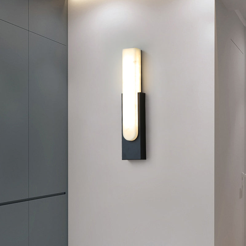 Stone Rectangular Wall Sconce Lighting Modern Style 1 Light Wall Lighting Fixtures