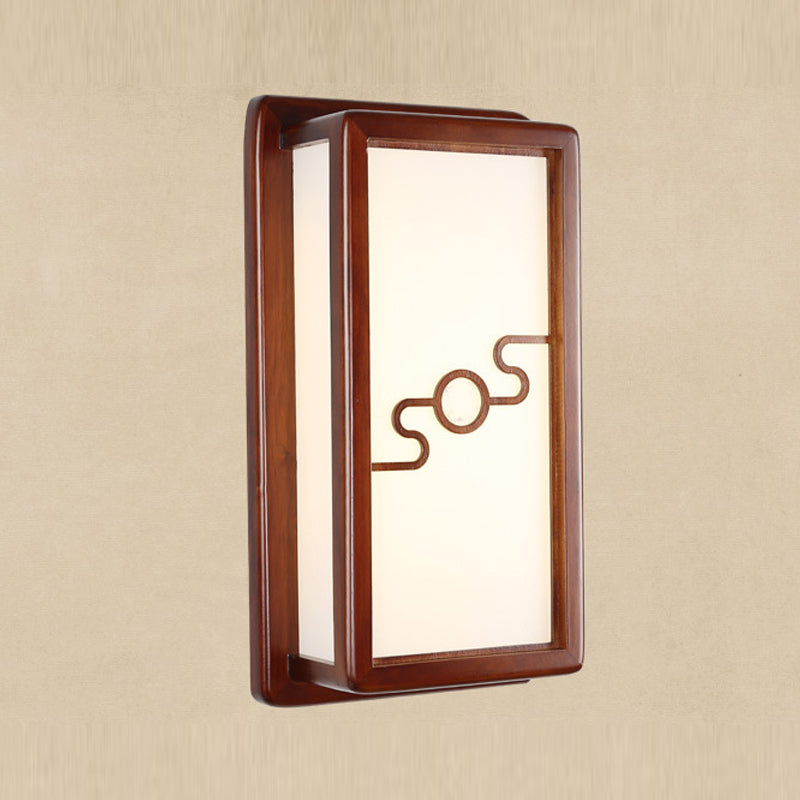 Minimalist Geometric Wall Sconce Walnut Wood Finish Hallway Flush Mount Light