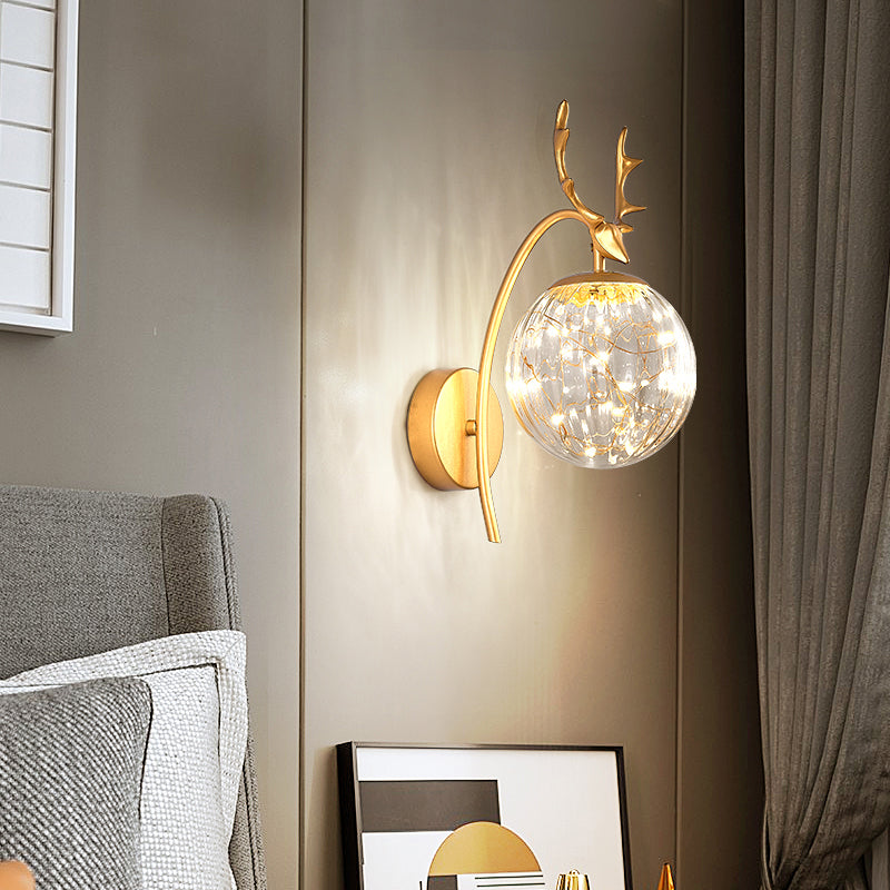 1 Light Spherical Wall Lights Modern Style Glass Wall Lighting Fixtures