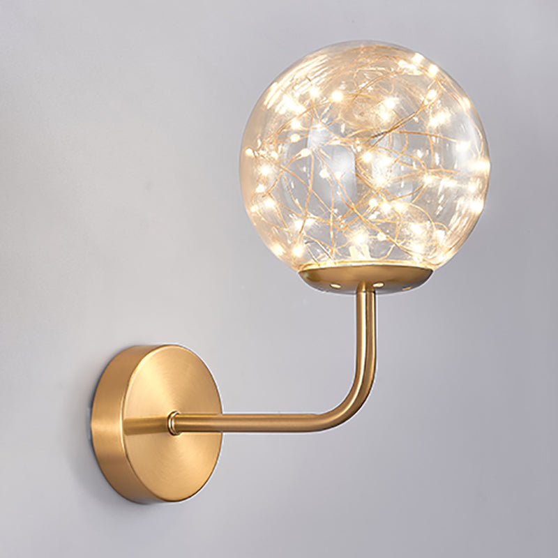 1 Light Spherical Wall Lights Modern Style Glass Wall Lighting Fixtures
