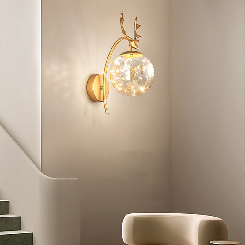 1 Light Spherical Wall Lights Modern Style Glass Wall Lighting Fixtures