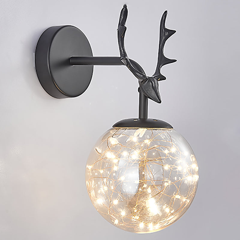 1 Light Spherical Wall Lights Modern Style Glass Wall Lighting Fixtures