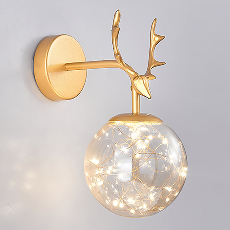 1 Light Spherical Wall Lights Modern Style Glass Wall Lighting Fixtures
