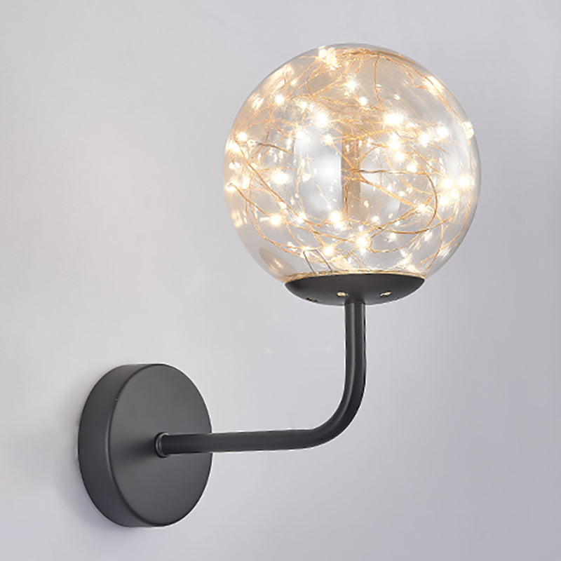 1 Light Spherical Wall Lights Modern Style Glass Wall Lighting Fixtures