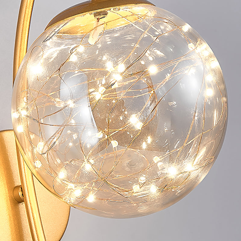 1 Light Spherical Wall Lights Modern Style Glass Wall Lighting Fixtures